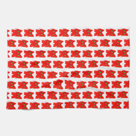 Bright Red Cat - Wide Eyed  med en Twist Kökshandduk