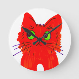 Bright Red Cat - Wide Eyed  med en Twist Rund Klocka