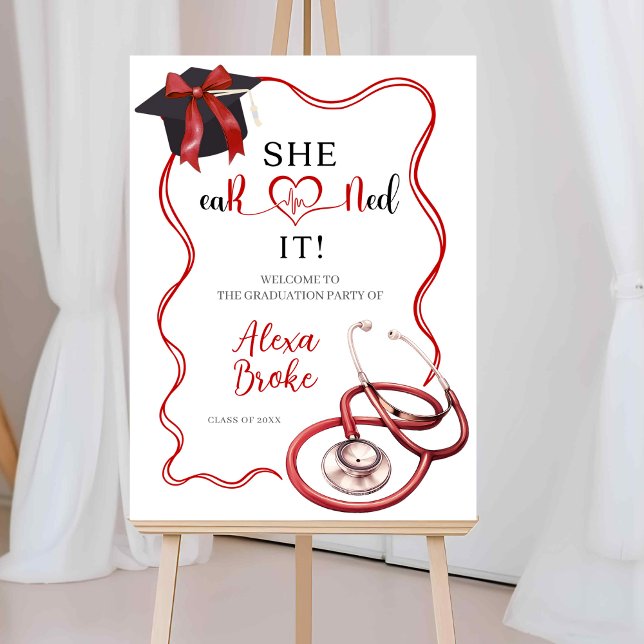 Bright Red Coquette Nurse Graduation Welcome Sign Poster (Skapare uppladdad)