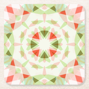 Bright Red Cute Grönt Rosa Star Girl Girl's Baby S Underlägg Papper Kvadrat