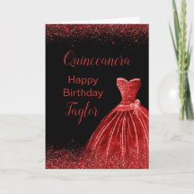 Bright Red Dress Faux Glitter Quinceanera