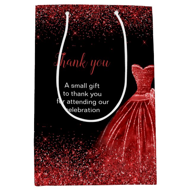 Bright Red Dress Faux Glitter Sweet 16 Birthday (Framsidan)