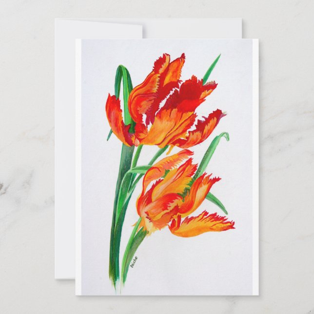 Bright Red Flamboyant Parrot Tulips (Framsida)