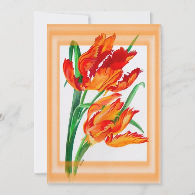Bright Red Flamboyant Parrot Tulips (Framsida)
