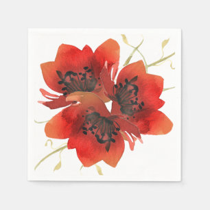 Bright Red Garden Poppies Pappersservett