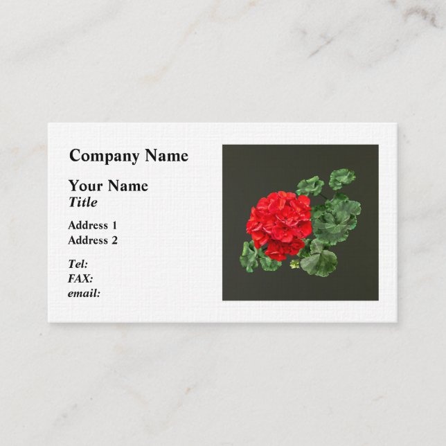 Bright Red Geranium Visitkort (Framsida)