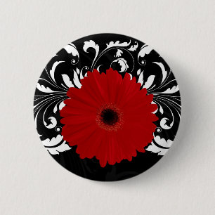Bright Red Gerbera Daisy on Black Knapp
