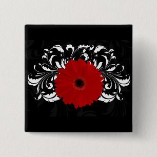 Bright Red Gerbera Daisy on Black Knapp