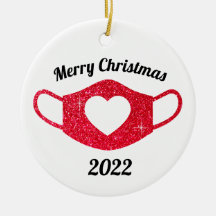 Bright Red Glitter Sparkly Heart Ansikte Mask 2020