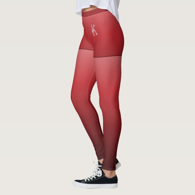 Bright Red Gradient, Fake Kort, Anpassningsbar Mon Leggings (Vänster)