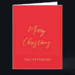 Bright Red & Guld Färg God jul Kort<br><div class="desc">Representera dig med den här moderna eleganten. Den här mallen kan anpassas för att uppfylla alla professioneller.</div>