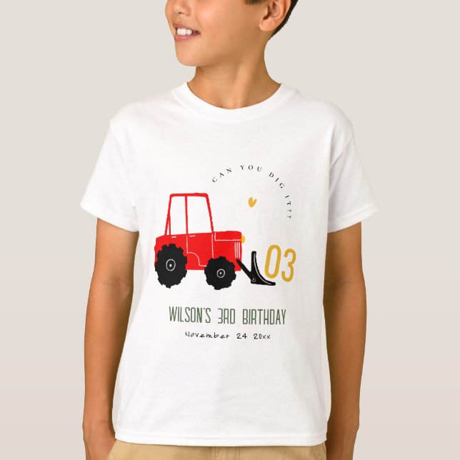 Bright Red Gult Digger barn i alla åldrar T Shirt (Framsida)