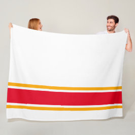 Bright Red Gult Orange Kant Rand på vitt Fleecefilt