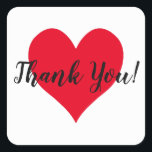 Bright Red Heart Tack Fyrkantigt Klistermärke<br><div class="desc">Skapa din egen anpassningsbar tack för ditt klistermärke. Om du ändrar bakgrunden färg på detta rundade kvadratiska klistermärke ändrar du färg på den söta ljusröda hjärtformen. Lägg till ett foto från bröllop av nylwederna bakom den vita hjärtformade masken eller gräns. Du kan också utforma egna anpassade klistermärken genom att lägga...</div>