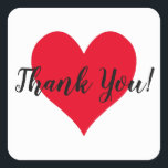 Bright Red Heart Tack Fyrkantigt Klistermärke<br><div class="desc">Skapa din egen anpassningsbar tack för ditt klistermärke. Om du ändrar bakgrunden färg på detta rundade kvadratiska klistermärke ändrar du färg på den söta ljusröda hjärtformen. Lägg till ett foto från bröllop av nylwederna bakom den vita hjärtformade masken eller gräns. Du kan också utforma egna anpassade klistermärken genom att lägga...</div>