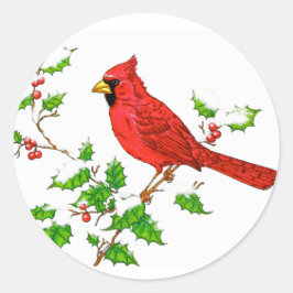 Bright Red Helgdag Kardinal Runt Klistermärke