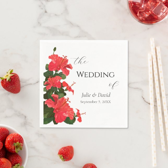 Bright Red Hibiscus Flower Pappersservett (Insitu)