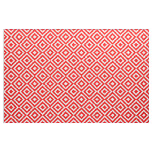 Bright Red Ikat Diamond Squares Mosaic Art Mönster Tyg
