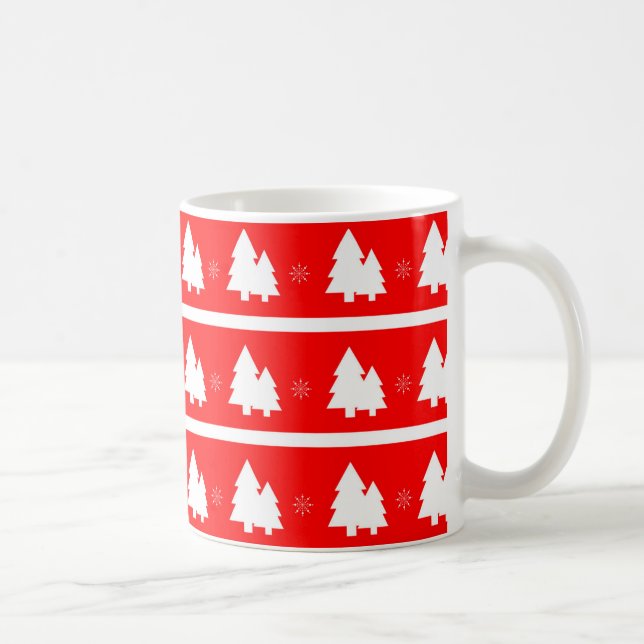 Bright Red Julgranar och Snöflingor Mugg (Höger)
