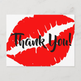 Bright Red Lipstick Big Kiss Tack Vykort