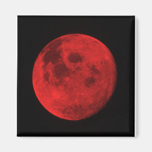 BRIGHT RED MÅNE MAGNET. 2" X 2" FRIDGE MAGNET