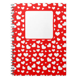 BRIGHT RED MED WHITE VALENTINE KÄRLEK HEARTS ANTECKNINGSBOK