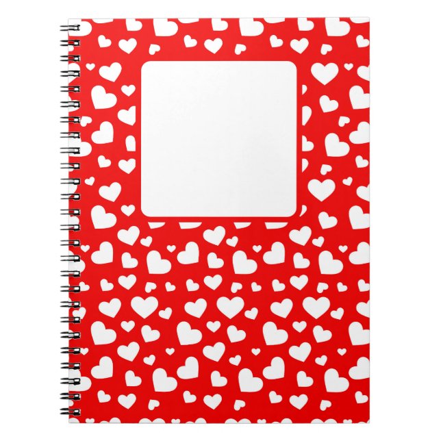 BRIGHT RED MED WHITE VALENTINE KÄRLEK HEARTS ANTECKNINGSBOK (Framsidan)