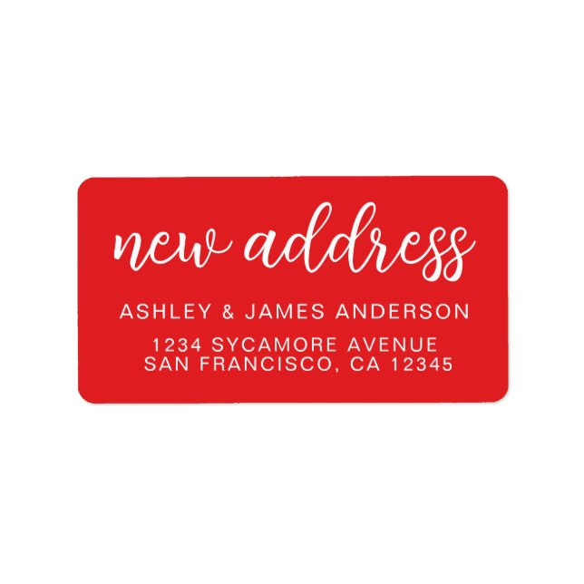 Bright Red New Address Announcement Seal Adressetikett (Framsidan)
