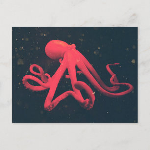 Bright Red Octopus Vykort