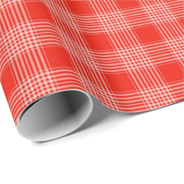 Bright Red Plaid Pattern Presentpapper (Rullad Hörn)