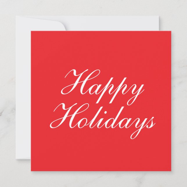 Bright Red Plain Elegant Happy Holidays Card (Framsida)