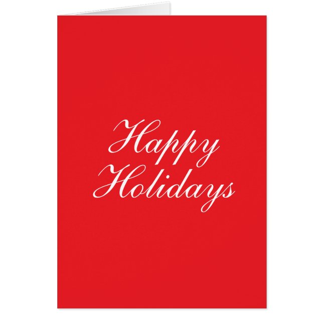 Bright Red Plain Elegant Happy Holidays Card Hälsningskort (Framsidan)