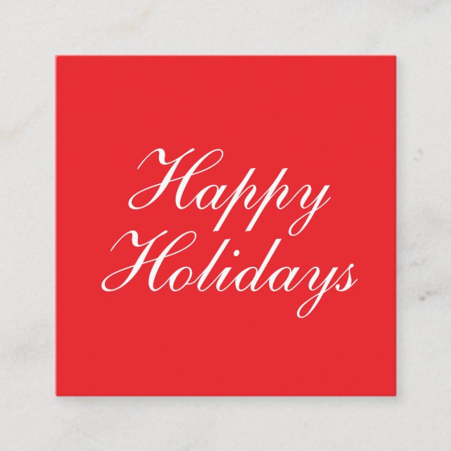 Bright Red Plain Elegant Happy Holidays Card Tilläggskort (Framsida)