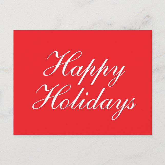 Bright Red Plain Elegant Happy Holidays Message Helg Vykort (Framsida)