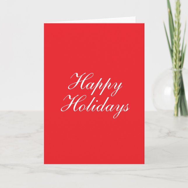 Bright Red Plain Elegant Happy Holidays Message Kort (Framsida)