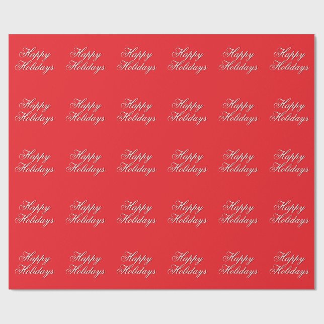 Bright Red Plain Elegant Happy Holidays Message Presentpapper (Platt)