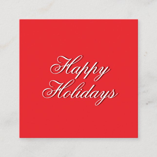 Bright Red Plain Elegant Happy Holidays Message Tilläggskort (Framsida)