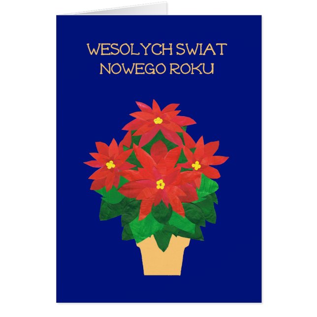 Bright Red Poinsettias polska Hälsning Hälsningskort (Framsidan)