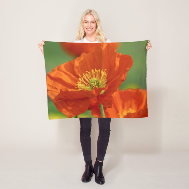 Bright Red Poppy Fleecefilt (På plats)