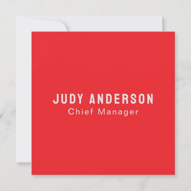 Bright Red Professional Plain Modern Elegant Card (Framsida)
