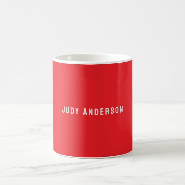 Bright Red Professional Plain Modern Elegant Name Kaffemugg (Center)