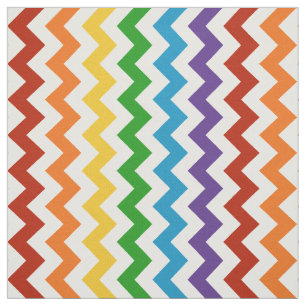 Bright Red Rainbow Chevron Fabric Tyg