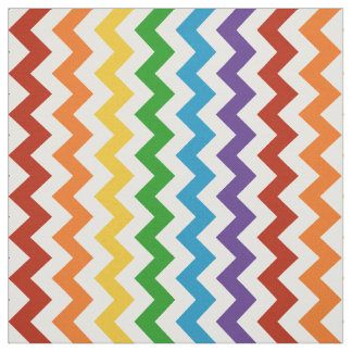 Bright Red Rainbow Chevron Fabric Tyg