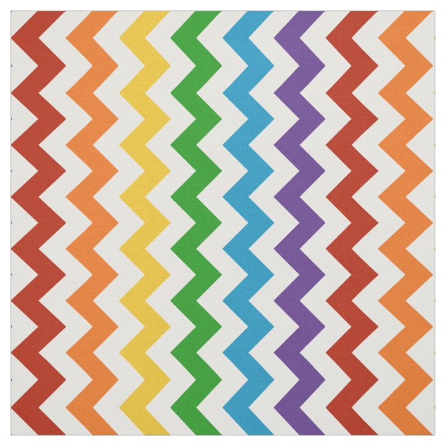 Bright Red Rainbow Chevron Fabric Tyg (Provkarta)