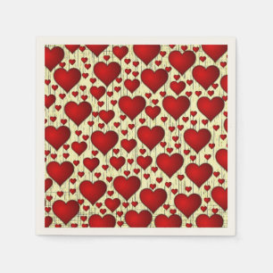 Bright Red Romantic Hearts Mönster Pappersservett