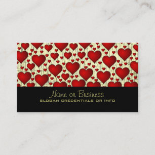Bright Red Romantic Hearts Mönster Visitkort