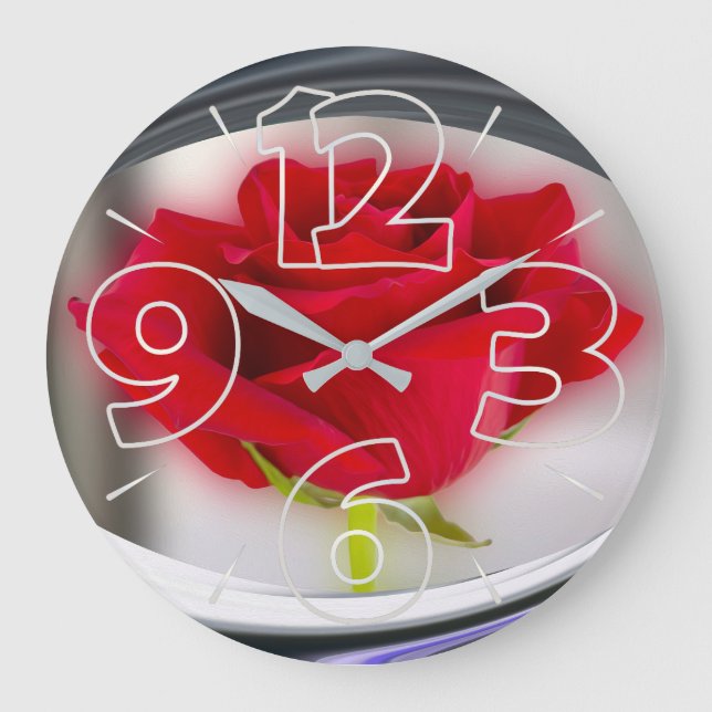 Bright red rose stor klocka (Framsida)