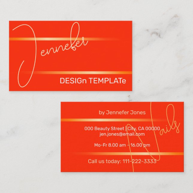 Bright Red Simple Elegant Linjer Siganture Luxury Visitkort (Fram/baksida)