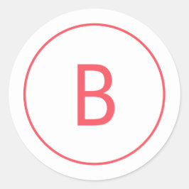 Bright Red Simple Monogram Christmas Envelope Runt Klistermärke