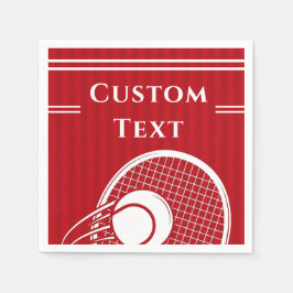 Bright Red Stripe Tennis Player Coach Birthday Pappersservett